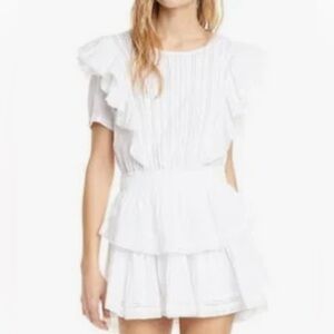 LoveShackFancy White Ruffle Mini Dress